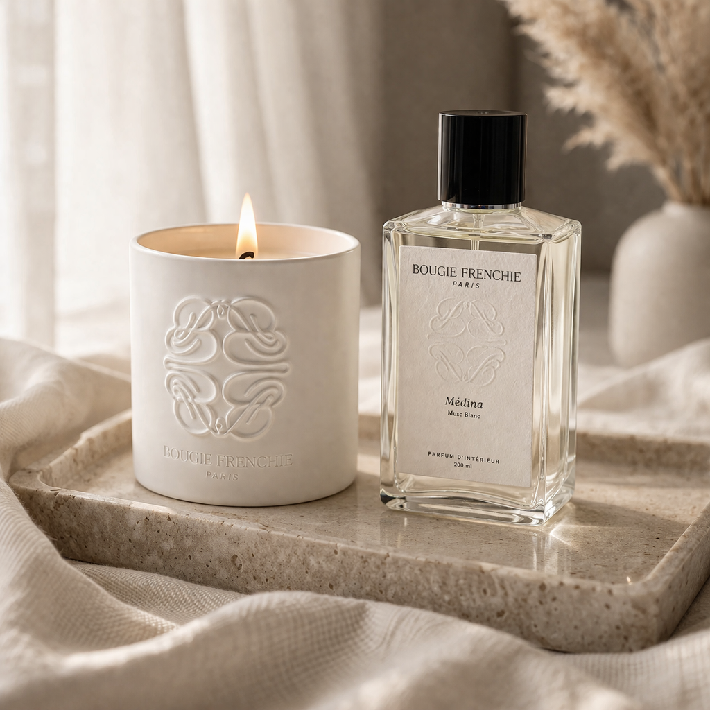 pack bougie parfumée et parfum d'intérieur bougie frenchie 